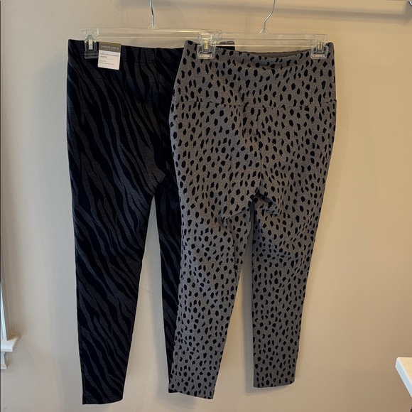 Chico's NWT Women's Black & Gray Animal Print Leggings Duo - Picture 4 of 10